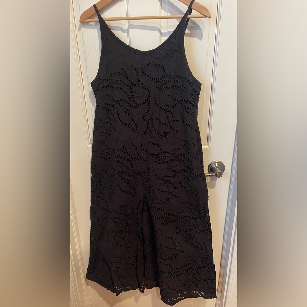 Maeve by Anthropologie Chrysanthemum Black Wide Leg Jumpsuit S - Picture 2 of 8